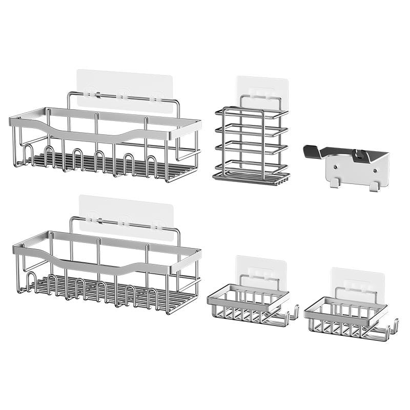 ONAIL Shower Caddy 6 Pack,Adhesive Bathroom Shower Organizer for Bathroom Storage&Home Decor&Kitchen,No Drilling,Large Capacity, Rustproof Stainless Steel Shower Shelves Rack for Inside Shower, Black，grey